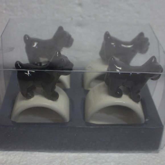Thomas O'Brian Scottie Puppy Napkin Rings /Set of 4 New in Box - Picture 4 of 6